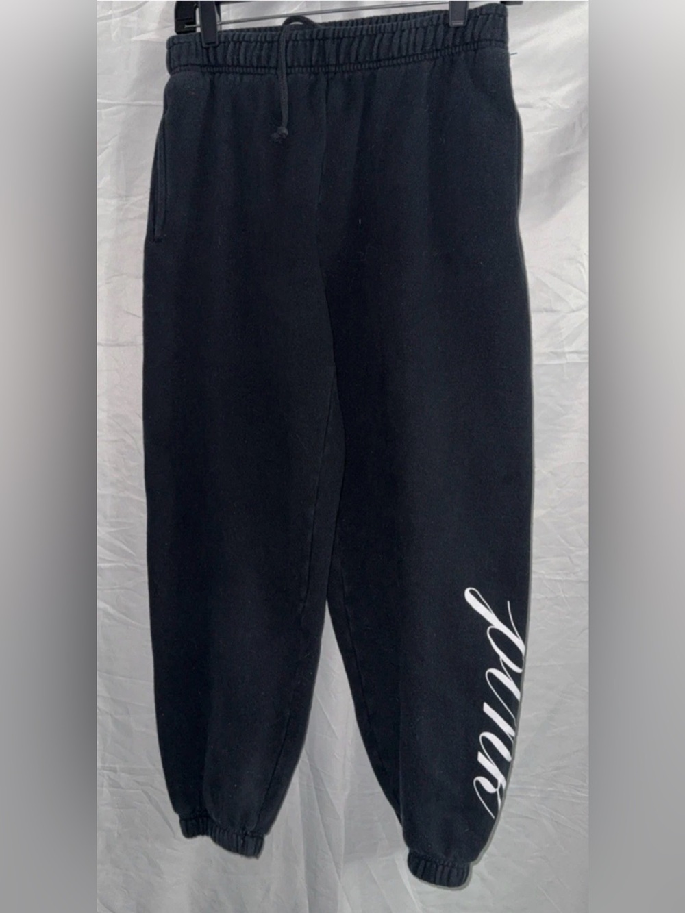 PINK Victoria's Secret Black Sweatpants with White Side Script